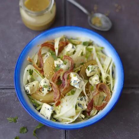 Recette : Salade de fenouil au bleu, poire et pancetta
