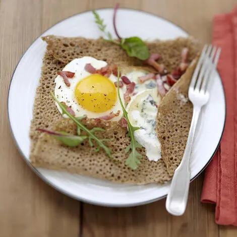 Recette : Galette sarrasin au bleu et aux lardons