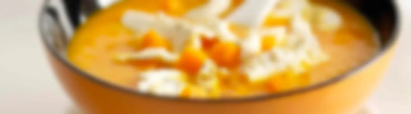 Recette : Velouté de potiron aux écailles de fromage