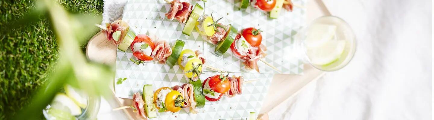 Recette : Brochettes de tomates farcies au fromage bleu