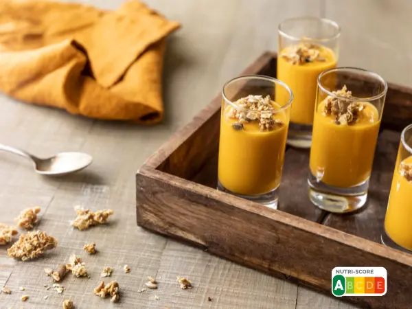 Recettes : Verrines soupe de courge au curry et fromage de brebis