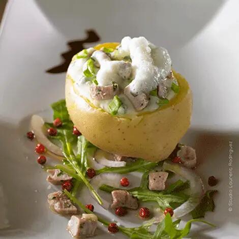 Recette : Pommes de terre farcies au canard et au fromage frais