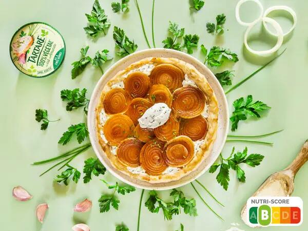 Tatin d’oignons au tartare® végétal ail _ fines herbes