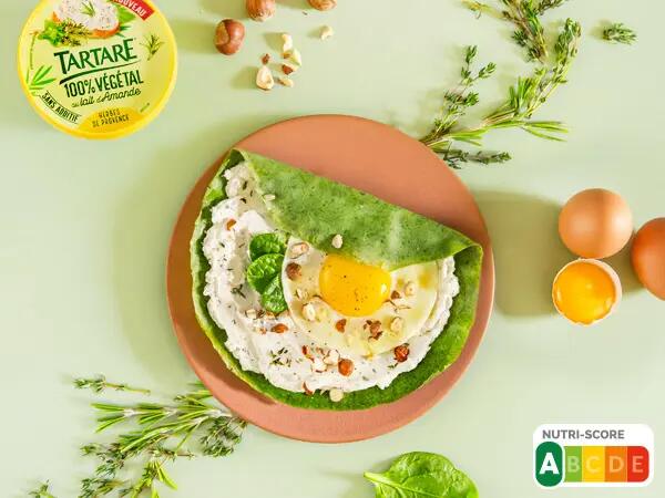 Crêpes aux épinards et au tartare® végétal herbes de provence