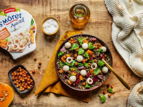 Recettes : Salade de lentilles aux billes de fromage
