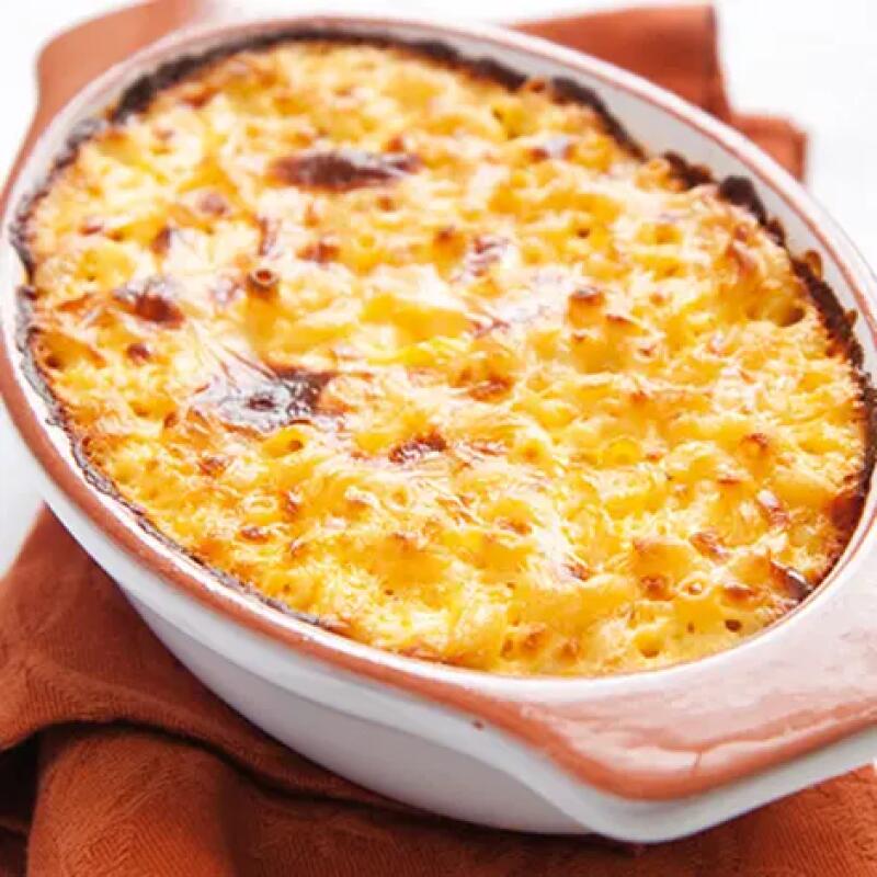 Recette : Gratin de macaroni au jambon et fromage de brebis