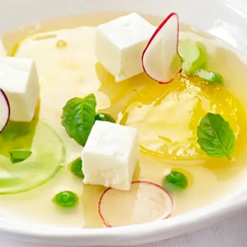 Recette : Légumes d'été en gelée et fromage frais
