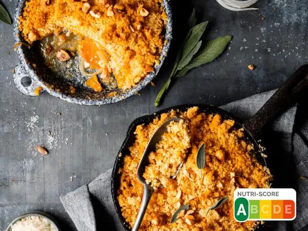 Recettes : Crumble d'hiver à la courge butternut et parmesan