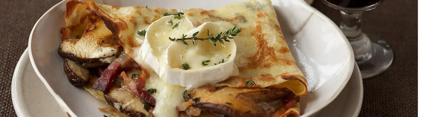 Recette : Crêpe au chèvre et aux champignons