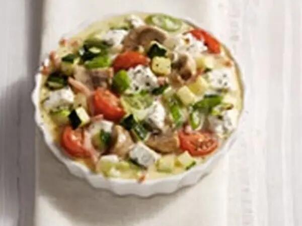 Recettes : Clafoutis salé aux légumes et au fromage de chèvre frais