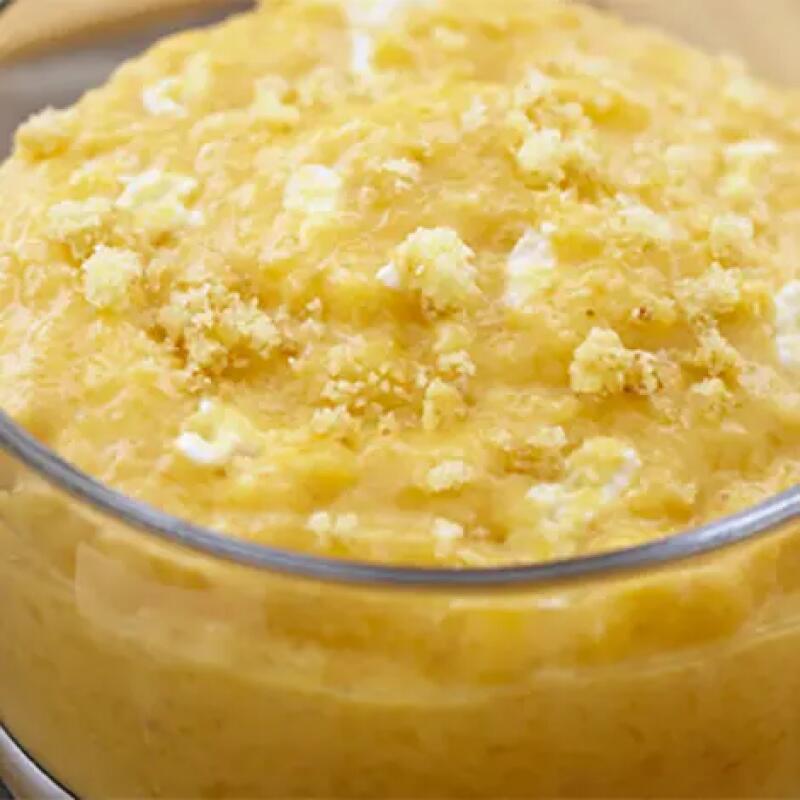 Recette : Compote de mangue, fromage frais et madeleine
