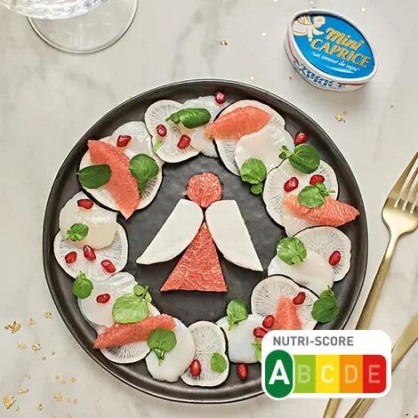 Recette : Carpaccio de Saint Jacques et mini fromage