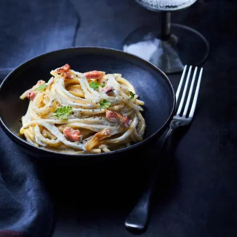 Recette : Spaghetti aux lardons et fromage bleu