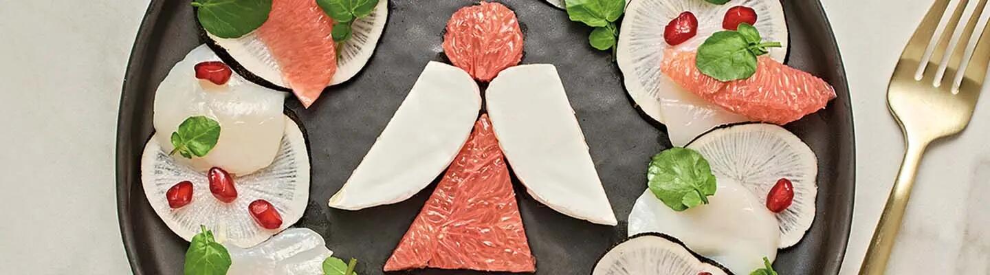 Recette : Carpaccio de Saint Jacques et mini fromage