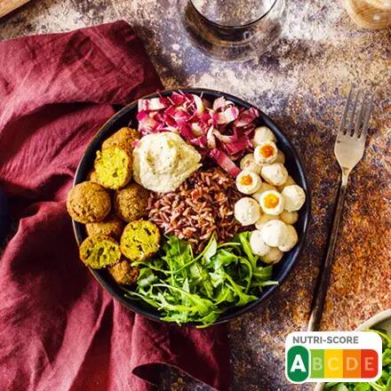Recette : Salade bowl aux billes de fromage aux poivrons