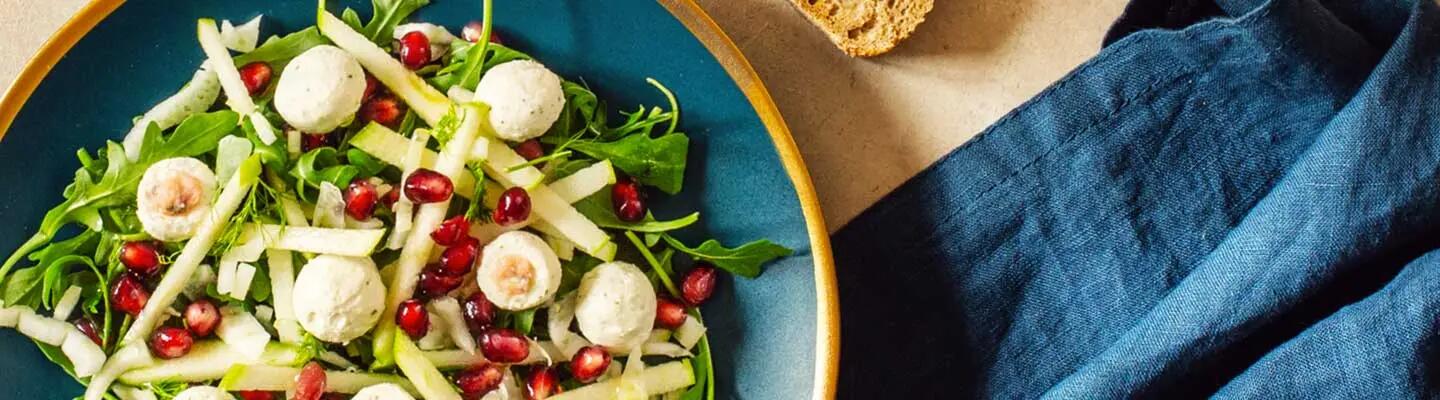 Recette : Salade de roquette et fenouil aux billes de fromage 