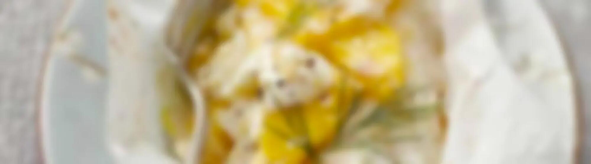 Recette : Papillotes de cabillaud à la mangue et fromage frais