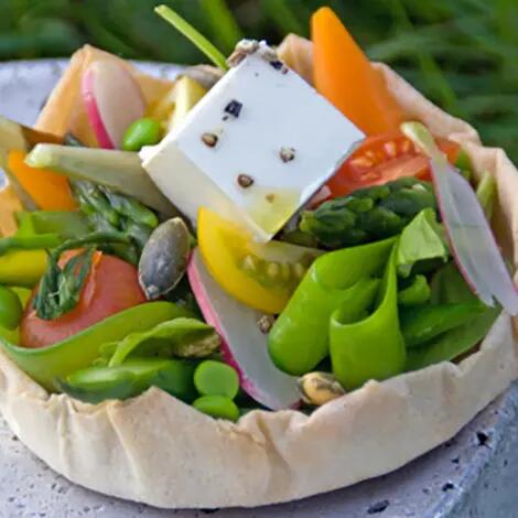 Recette : Tartelette de légumes sur lit de fromage frais