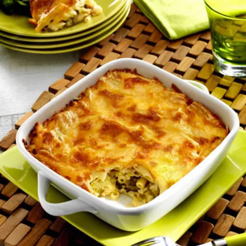 Recette : Gratin de courgette et macaronis au fromage à raclette