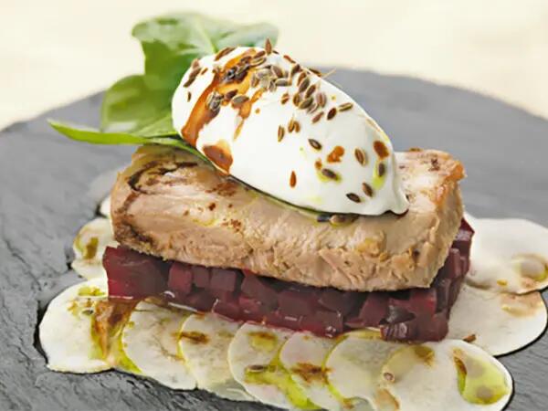 Recettes : Tartare de betterave rouge et thon au fromage frais