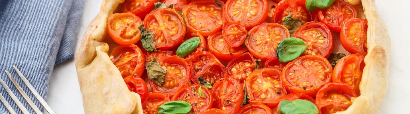 Recette : Tarte aux tomates cerise et fromage de brebis