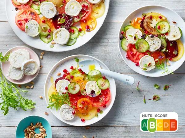 Recettes : Carpaccio de tomates et concombre au chèvre