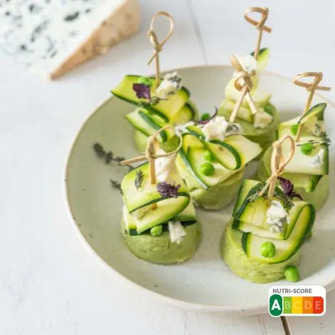 Recette : Flan courgette, petits pois et roquefort