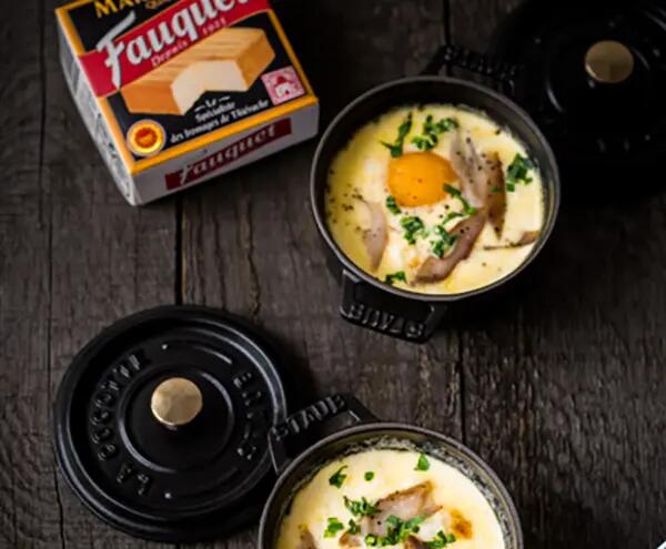  Oeuf cocotte au maroilles et maquereau fumé