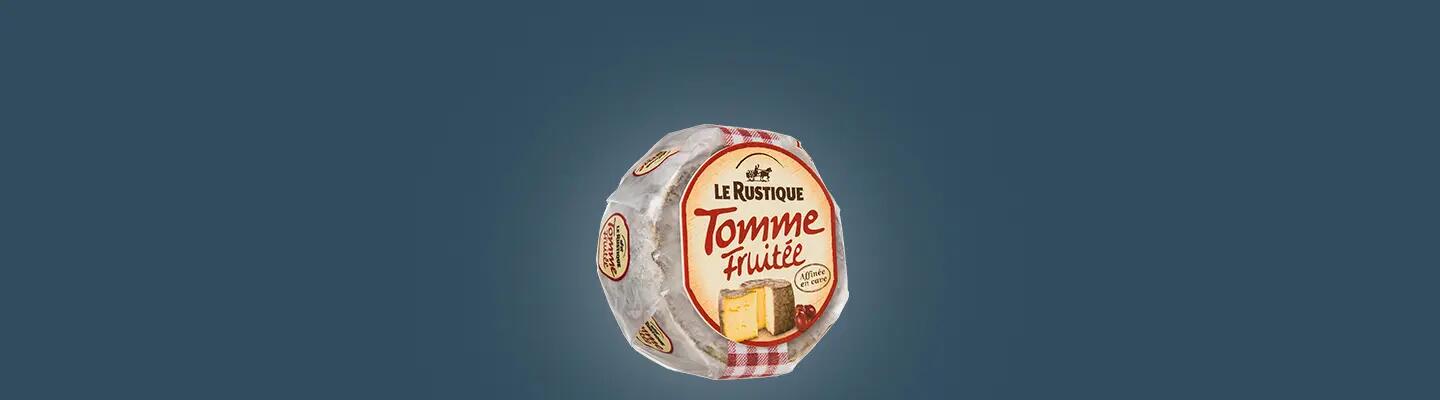 Tomme fruitée 280g sur fond bleu