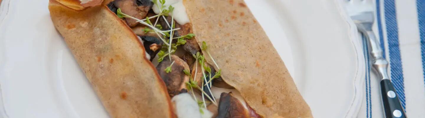 Recette : Galette de blé noir aux champignons façon raclette