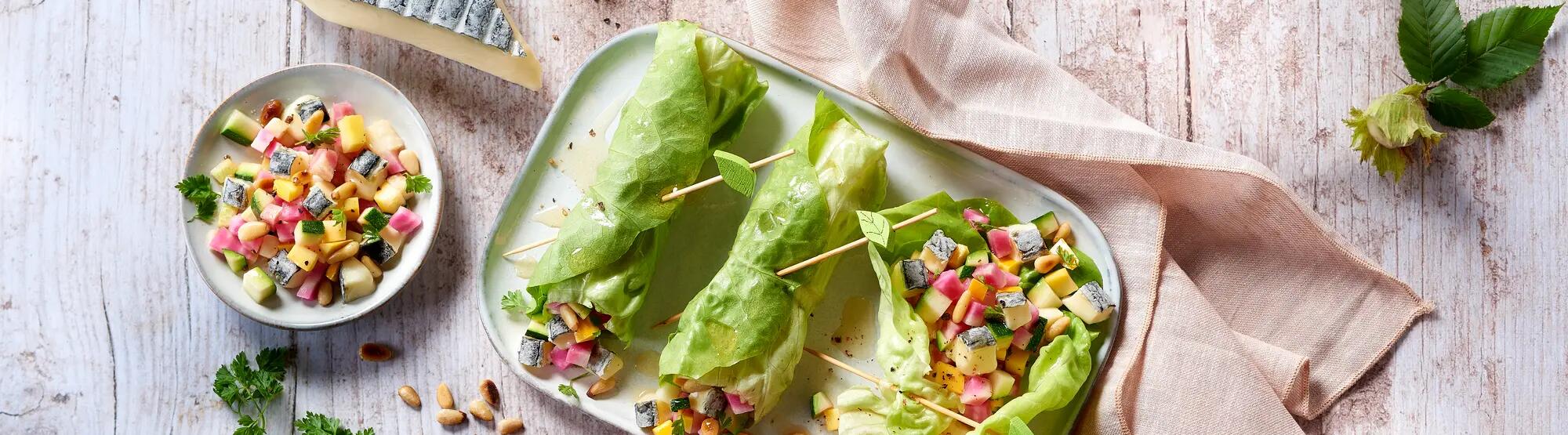 Recette : Wraps de laitue aux légumes croquants et fromage