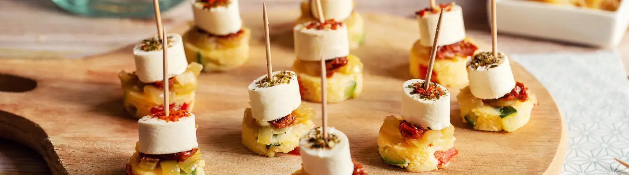 Recette : Bouchées de polenta et fromages apéritifs aux saveurs italiennes