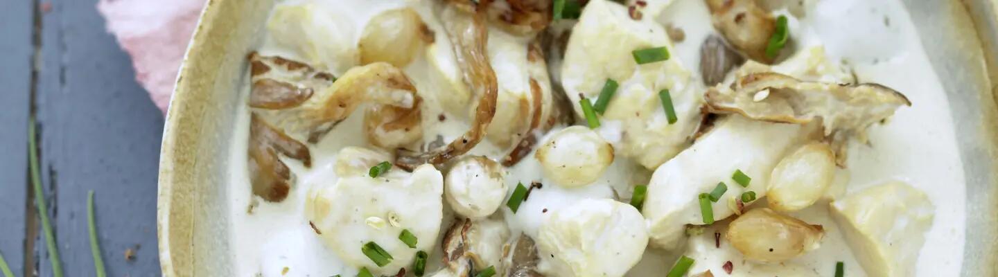 Recette : Blanquette de poulet à la crème de bleu