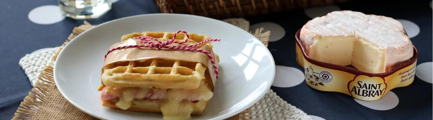 Gaufre salée surprise au jambon et fromage