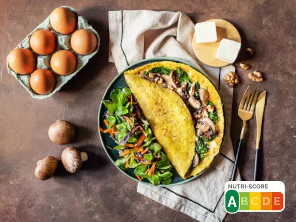 Recettes : Omelette aux champignons poêlés et fromage frais
