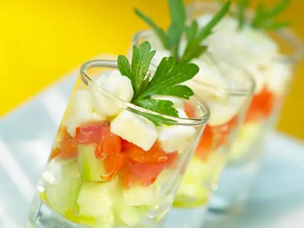 Recettes : Verrines de crudités au fromage frais