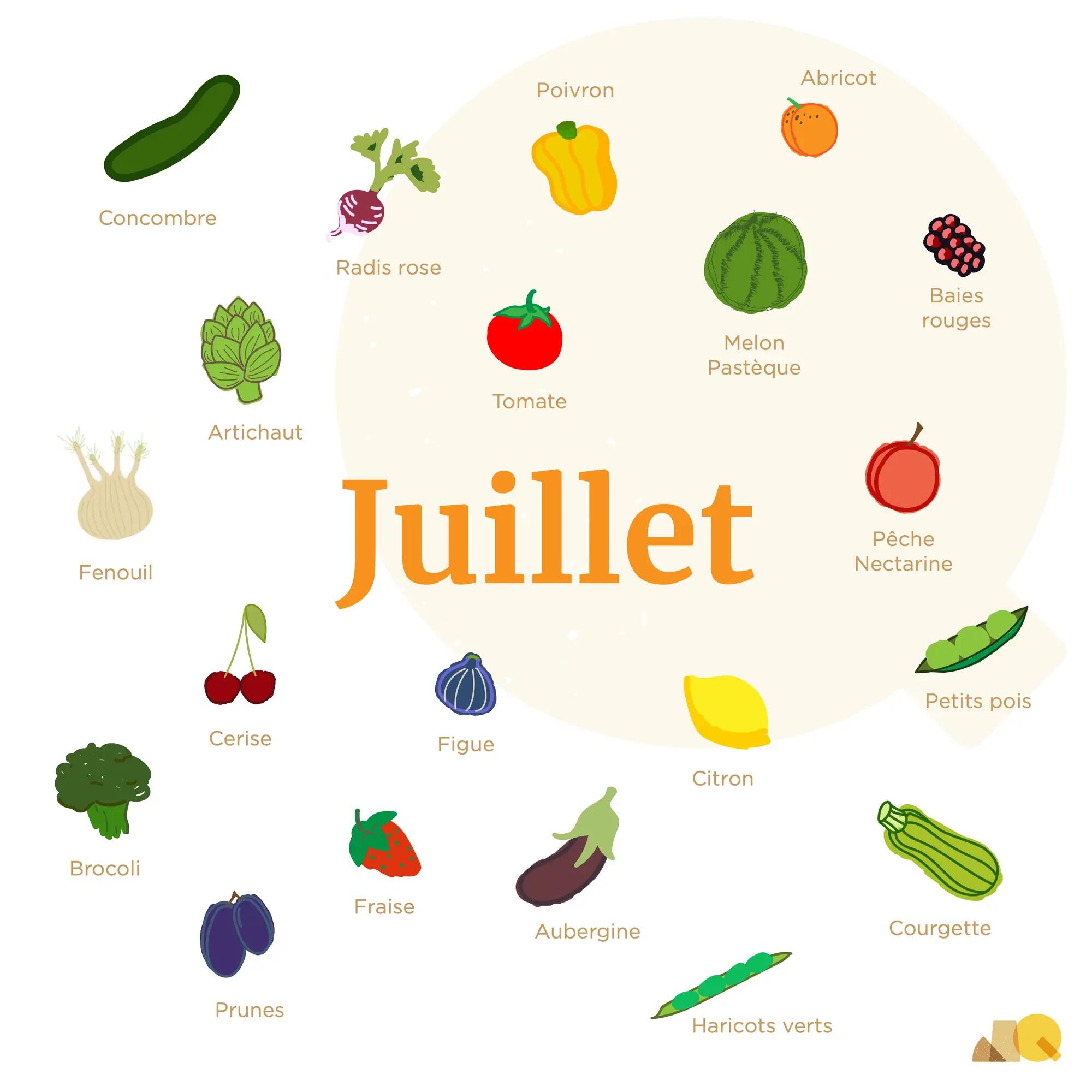 Calendrier Légumes & Fruits - Juillet