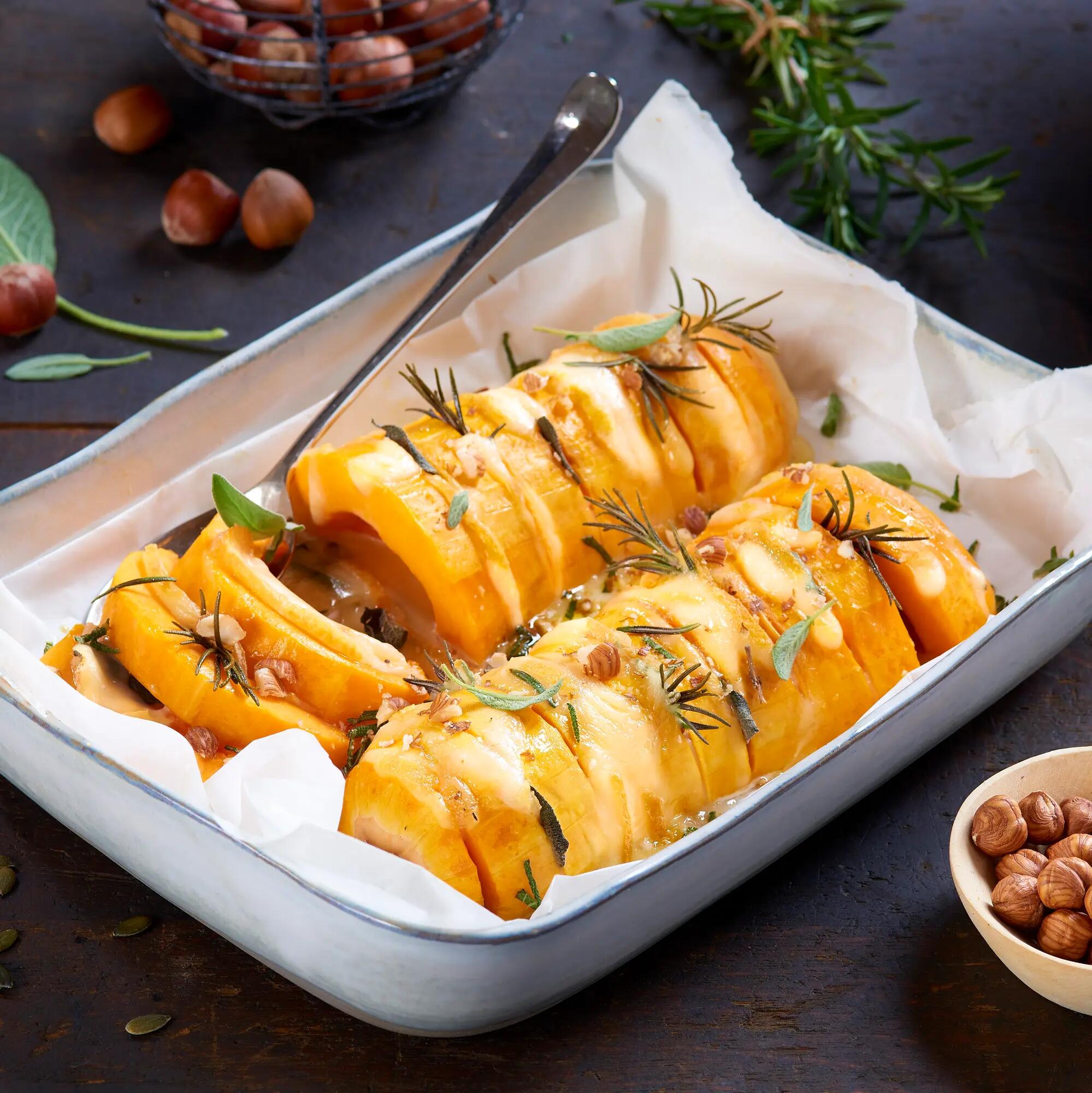 Courge butternut "hasselback" au fromage