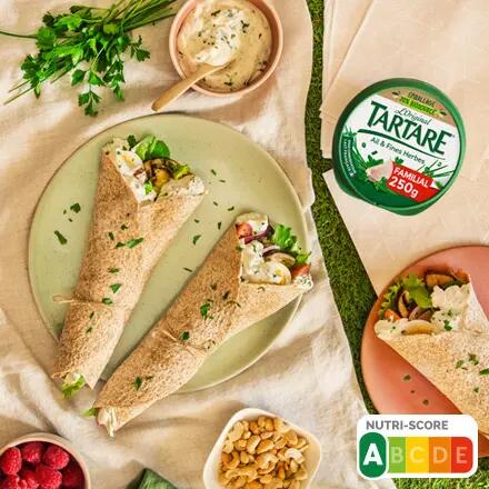Recette : Wraps aux légumes et au fromage ail et fines herbes