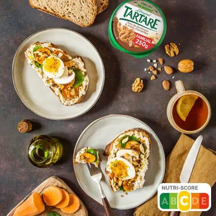 Recette : Tartines au fromage aux noix et à la patate douce