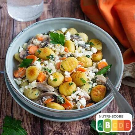 Recette : Gnocchis champignons, carottes et feta