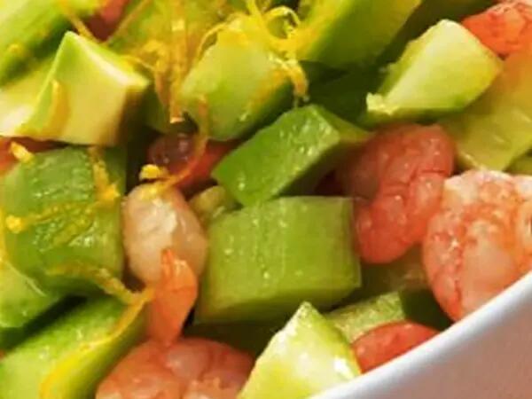 Recettes : Salade de crevettes et avocat au fromage frais