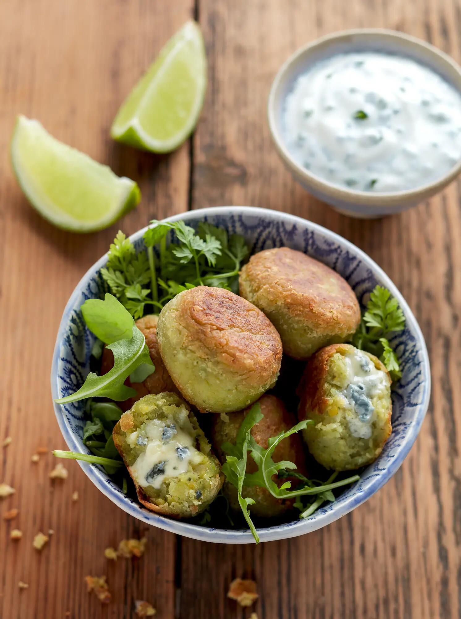 Recette : Falafels de pois chiches et brocolis au fromage bleu