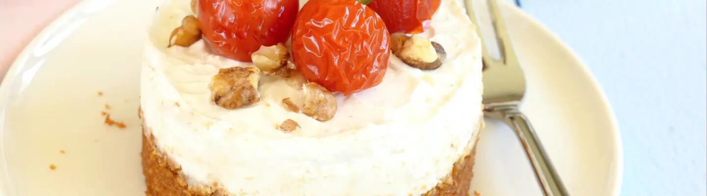 Cheesecake noix, tomates et chèvre frais Recette au fromage
