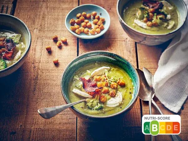 Soupe brocolis pois chiches chevre Saint Loup