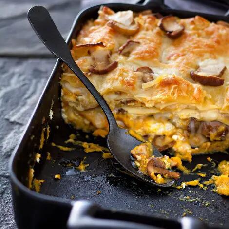 Recette : Lasagnes sans viande aux cèpes et potimarron
