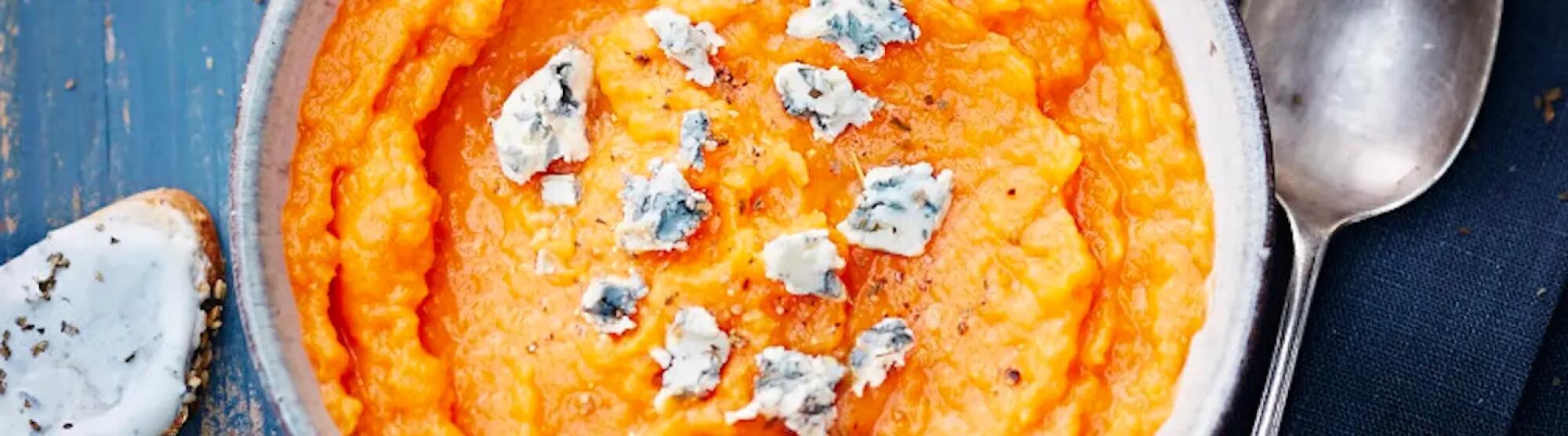 Recette : Purée de carottes au fromage bleu
