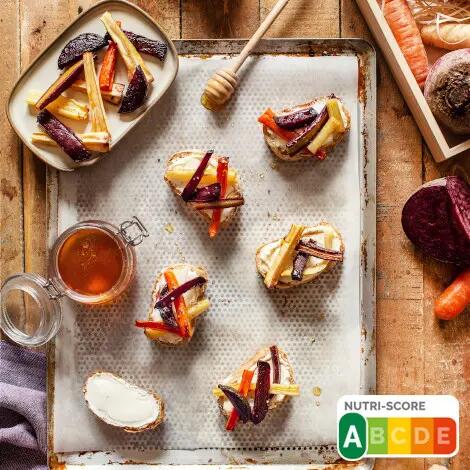 Recette : Crostinis de légumes d'hiver rôtis et fromage frais