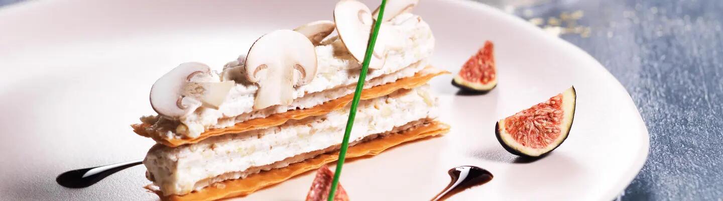 Recette : Millefeuille au fromage frais et champignons