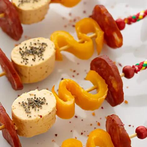 Recette : Brochettes espagnoles au fromage frais et piment doux